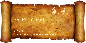 Hordós Árpád névjegykártya