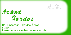 arpad hordos business card